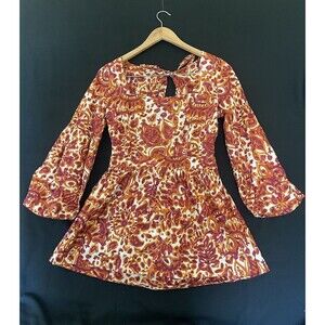 ANTHROPOLOGIE x LOVE THE LABEL Floral Open Back Blouse, Orange, Size M NWOT